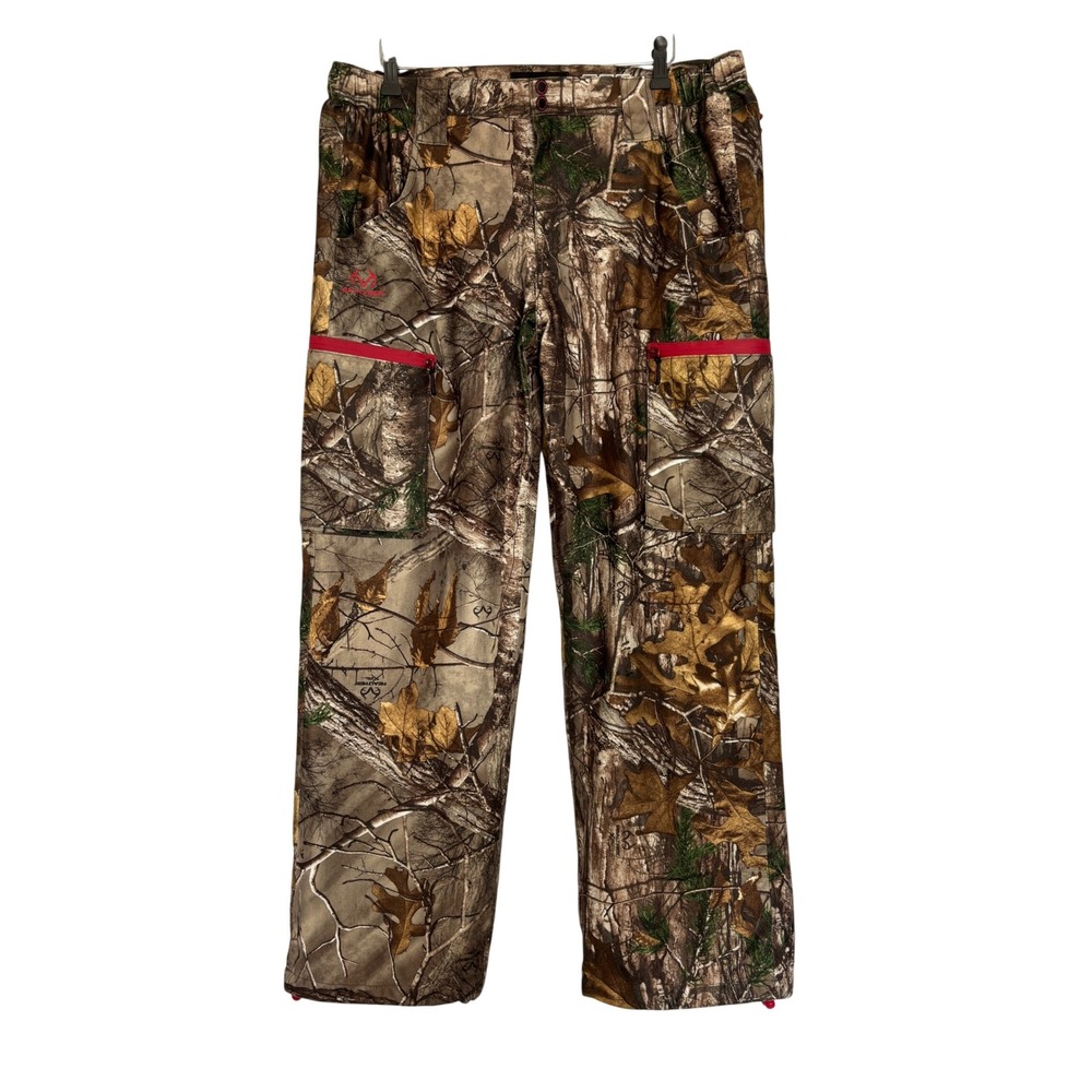 Realtree Xtra Camo Hunting Pants Mens XL Windproof Resistant Cargo Brown Lined